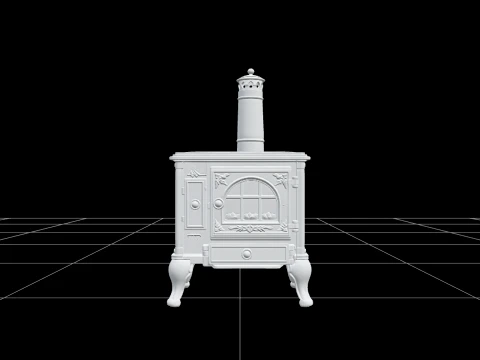 Halloween Iron Stove with Purple Doors Ember Window 3D Model