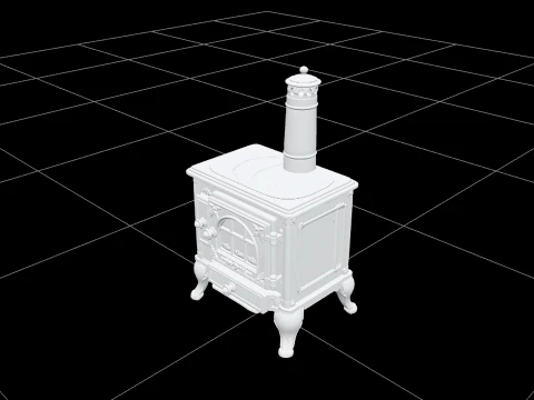Halloween Iron Stove with Purple Doors Ember Window 3D Model