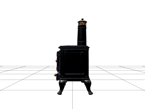 Halloween Iron Stove with Purple Doors Ember Window 3D Model