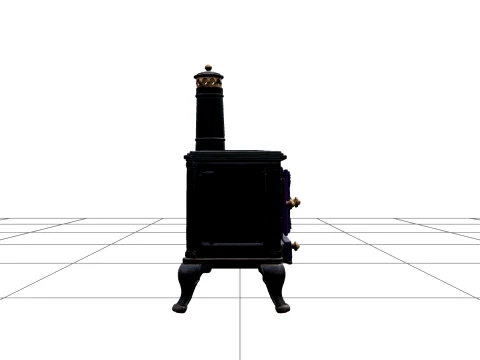 Halloween Iron Stove with Purple Doors Ember Window 3D Model