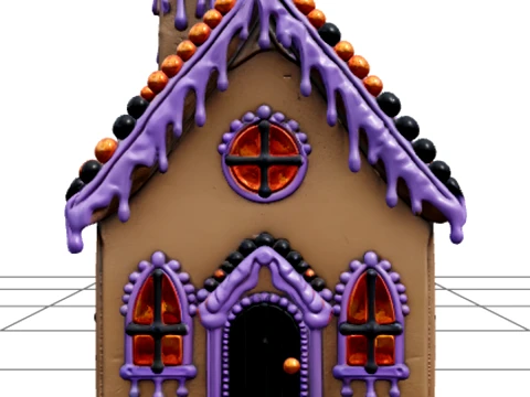 Haunted Gingerbread House with Purple Icing Asset 3Dモデル