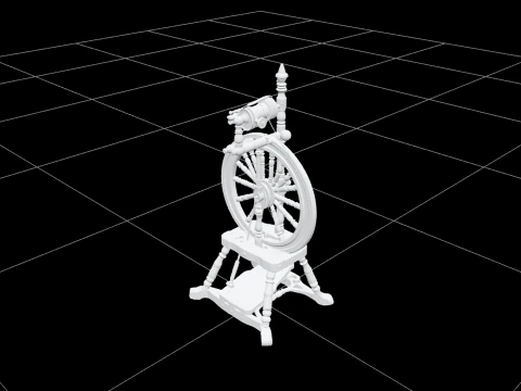 Gothic Spinning Wheel with Purple Thread and Brass 3D Model