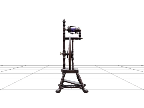 Gothic Spinning Wheel with Purple Thread and Brass 3D Model