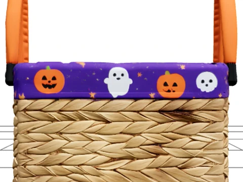 Sewing Basket with Purple Lining and Orange Handles 3D Model
