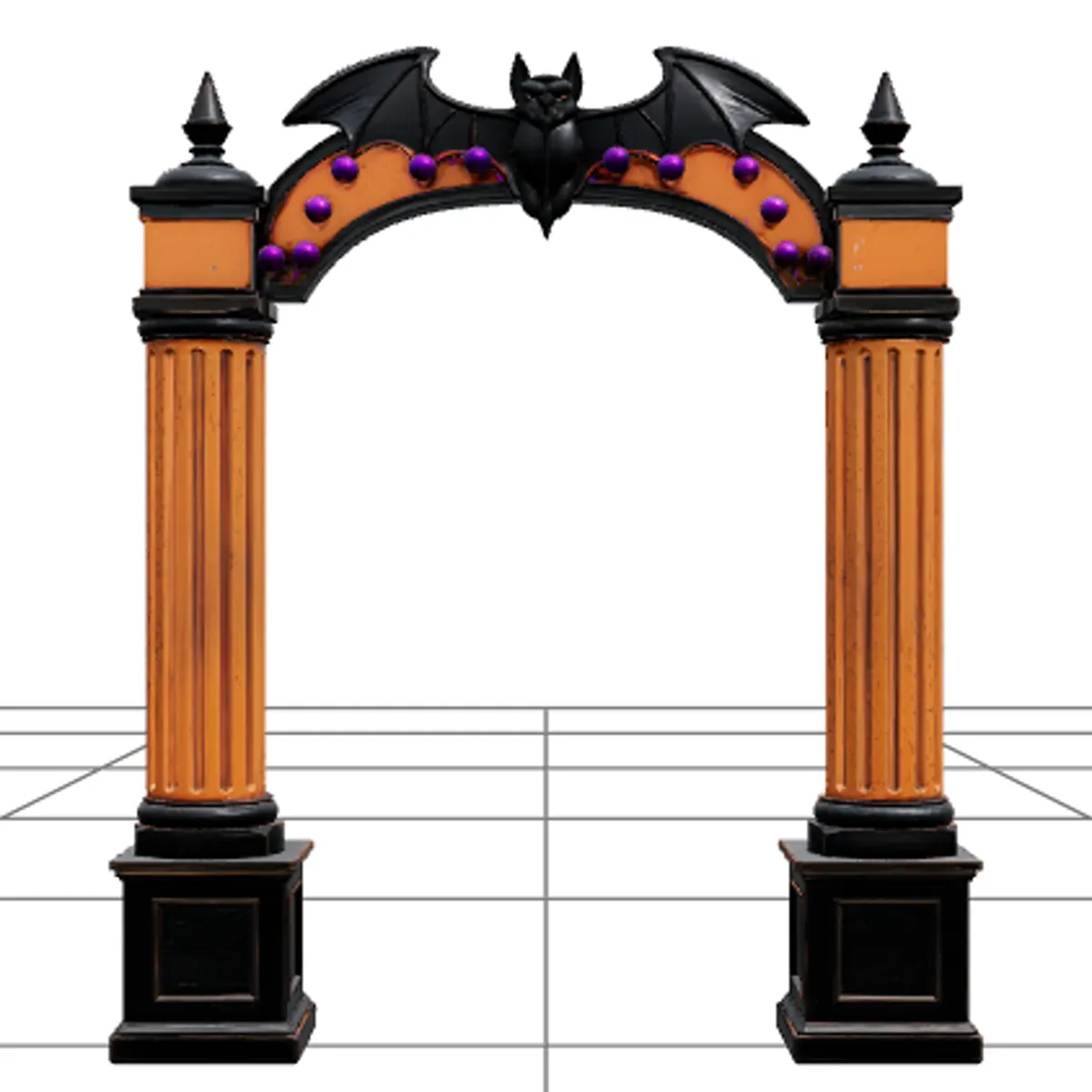 Carnival Arch with Bat Silhouette and Purple Lights 3D Model .c4d .max .obj .3ds .fbx .stl .blend 