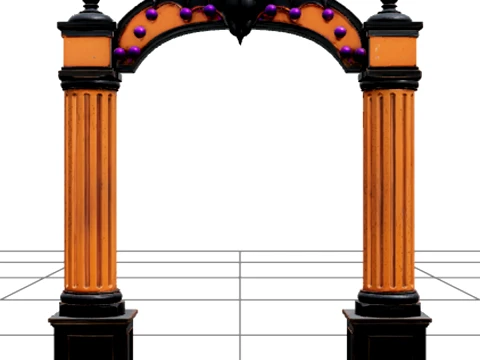 Carnival Arch with Bat Silhouette and Purple Lights 3D Modell