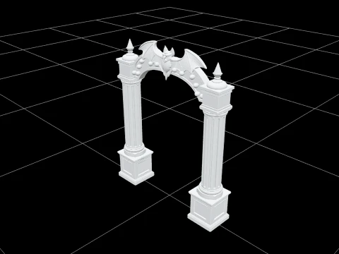 Carnival Arch with Bat Silhouette and Purple Lights 3D Model