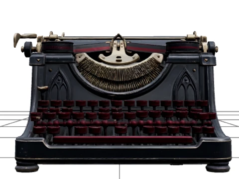 Gothic Typewriter with Burgundy Keys Brass Carriage Modèle 3D