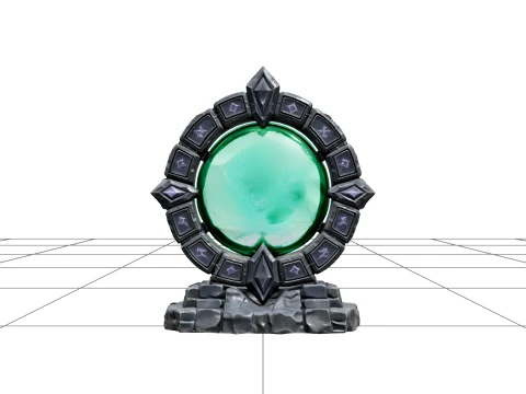 Magic Portal Ring with Violet Runes and Emerald Center 3D Model
