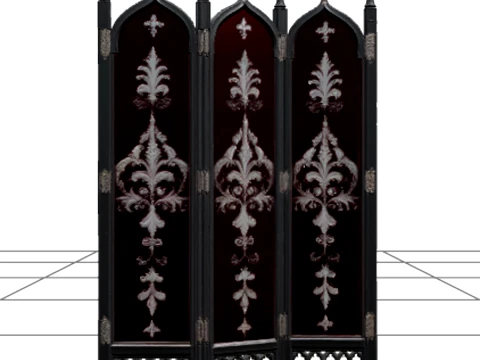Gothic Bookcase with Pointed Arches Cobweb Carvings 3D Model