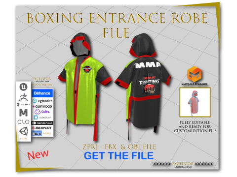 Robe d'entr&eacute;e de boxe MMA ZPRJ FBX OBJ Modèle 3D
