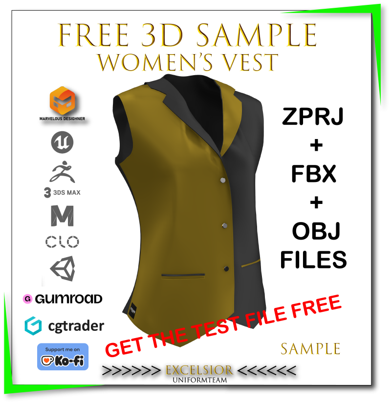 Womens Vest Free 3D Sample ZPRJ FBX OBJ Model 3D .c4d .max .obj .3ds .fbx .stl .blend