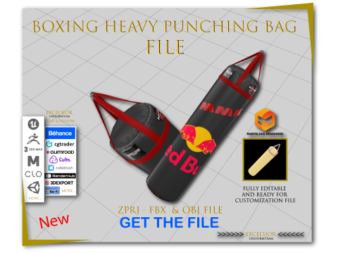 Boxing Heavy Punching Bag Realistic Sports Equipment ZPRJ FBX OBJ 3Dモデル
