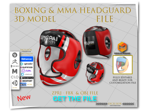 Boxing MMA Headguard ZPRJ FBX OBJ Bundle Protective Sports Helmet 3D 模型