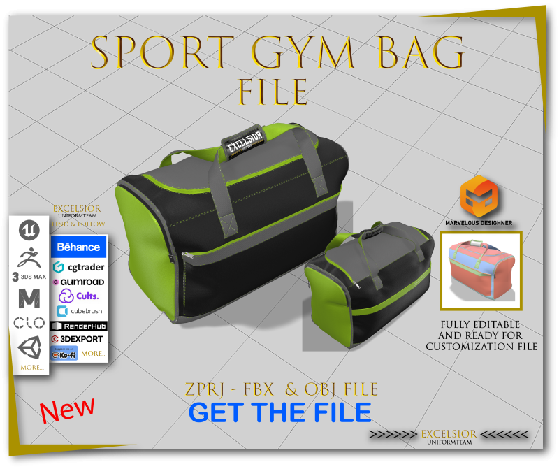 Sport Gym Bag Dynamic Fabric Design Modello 3D .c4d .max .obj .3ds .fbx .stl .blend