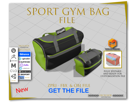 Sport Gym Bag Dynamic Fabric Design 3D Modell