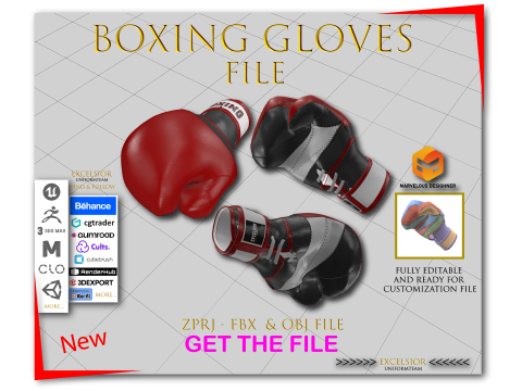Realistic Boxing Gloves ZPRJ FBX OBJ 3D Modell