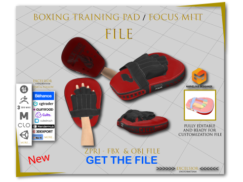 Boxing Training Pad - Focus Mitt Premium ZPRJ FBX OBJ 3D 模型