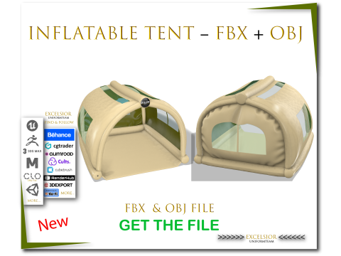 Aufblasbares Zelt FBX OBJ High-Poly 3D Modell