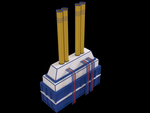 LowPoly Industrial Refinery 3D Model