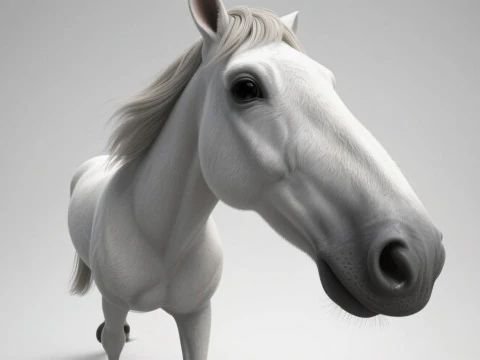 Оснащений білий кінь з 4k текстурами та анімацією 3D Модель
