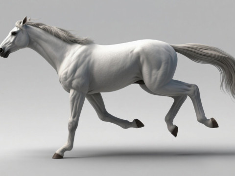 Rigged white horse with 4k textures and animations Modèle 3D
