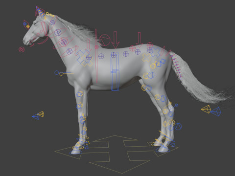 Rigged white horse with 4k textures and animations Modèle 3D