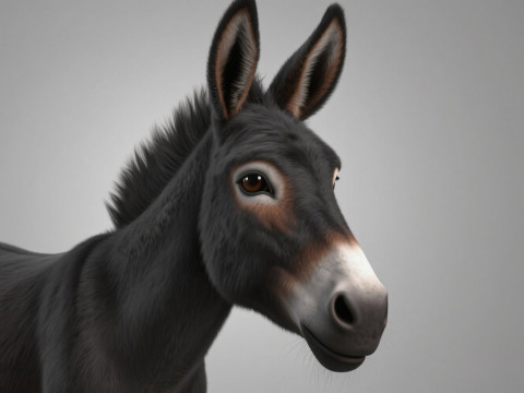Rigged Donkey with 4K Textures and Animations Model 3D