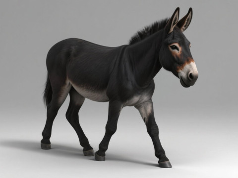 Rigged Donkey with 4K Textures and Animations 3D मॉडल