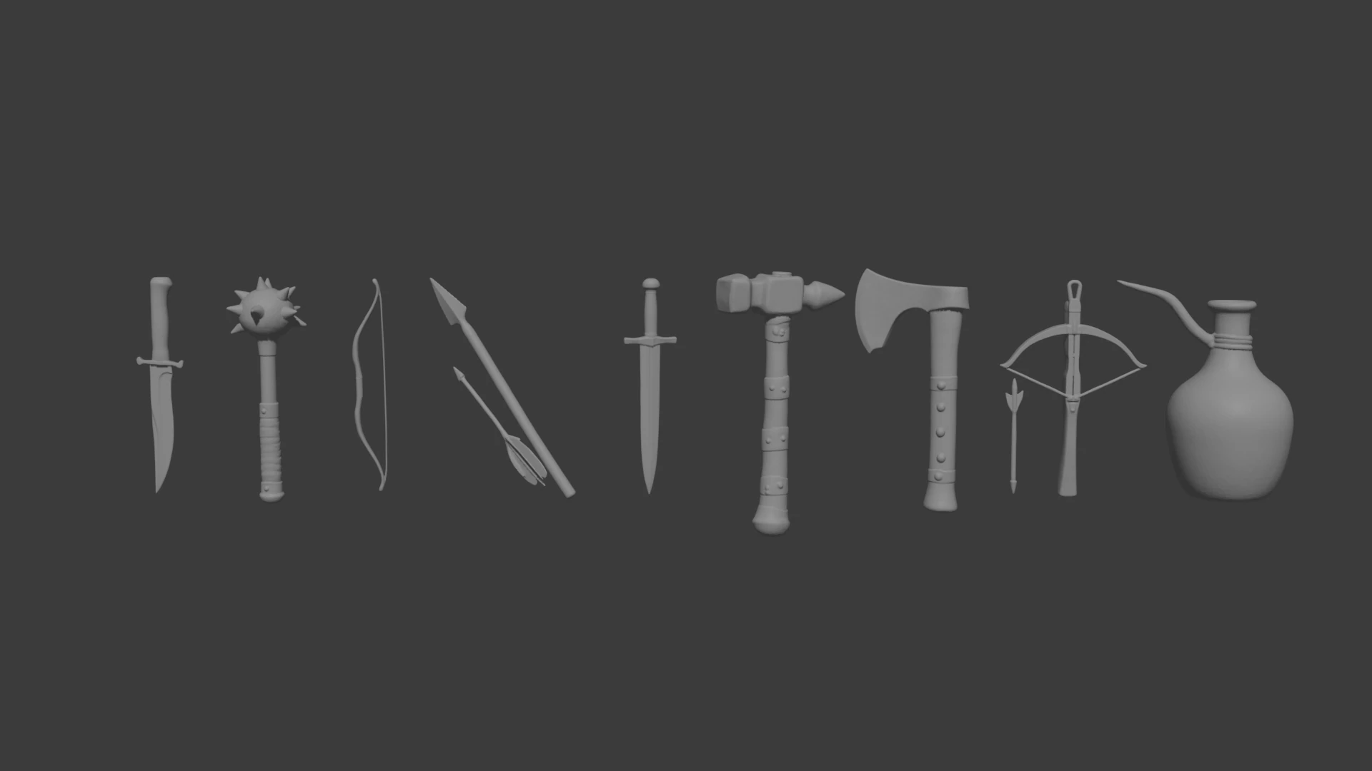 Medieval Weapons 3D Model .c4d .max .obj .3ds .fbx .stl .blend