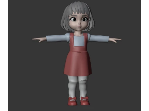 Cartoon Girl- READY TO RIG Model 3D