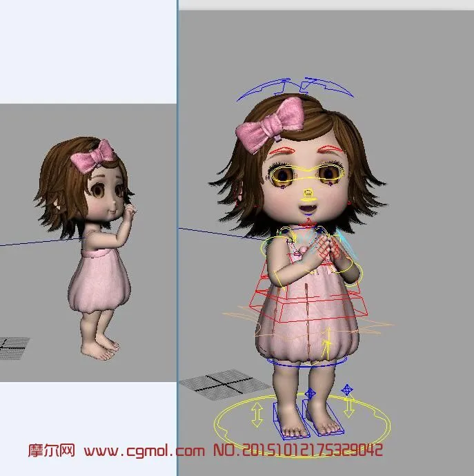 Cute girl child 3D Model .c4d .max .obj .3ds .fbx .stl .blend 