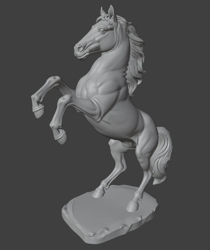Rearing Horse Sculpture 3D Print Model .c4d .max .obj .3ds .fbx .stl .blend 