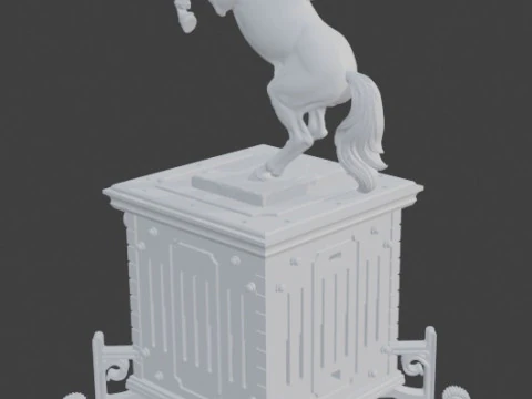 Elegant Desktop Clock with Horse 3D Print Model