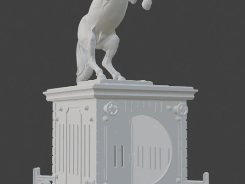 Elegant Desktop Clock with Horse 3D Print Model
