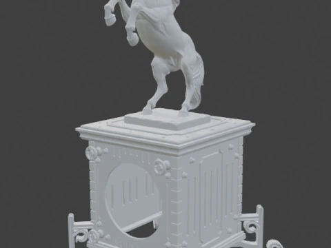 Elegant Desktop Clock with Horse 3D Print Model