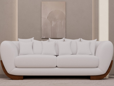 Минимальный диван-букль с деревянной основой 3D Модель