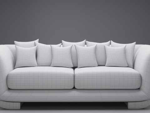 Минимальный диван-букль с деревянной основой 3D Модель