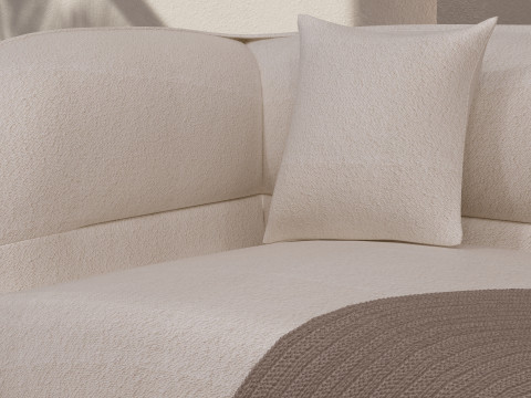 Minimales Bouclé-Sofa mit Holzsockel 3D Modell