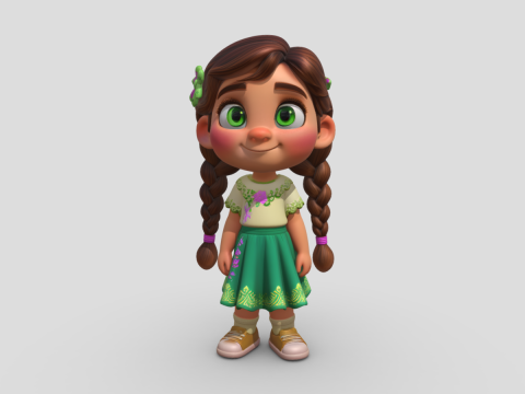 High poly Stylized little girl character 3Dモデル