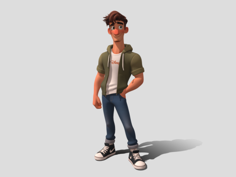 Cool young man stylized 3d character 3Dモデル