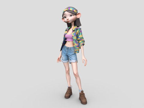 Stylized young woman 3d character 3D Model