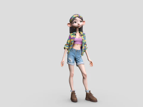 Stylized young woman 3d character 3D Model