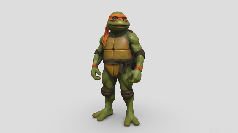 TMNT Michael Angelo High From 1990 Retro Movie 3Dモデル .c4d .max .obj .3ds .fbx .stl .blend