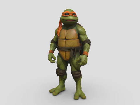 TMNT Michael Angelo Tinggi Dari Film Retro 1990 Model 3D
