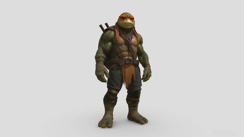 TMNT Michael Angelo Character From 2014 Movie Model 3D .c4d .max .obj .3ds .fbx .stl .blend