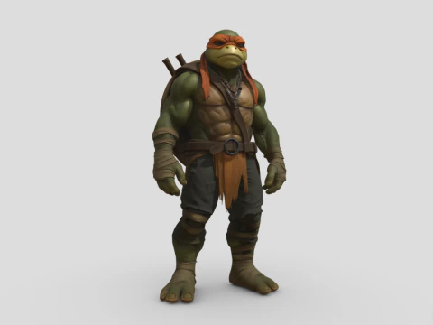 忍者神龟 米开朗基罗 2014 年电影中的角色 3D 模型