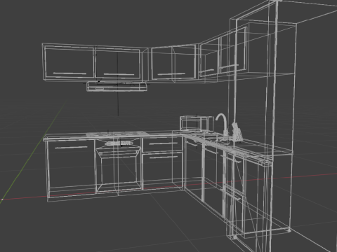 Modern Corner Kitchen Realistic 3D Interior Scene Blender FBX PBR Textures 3D Model