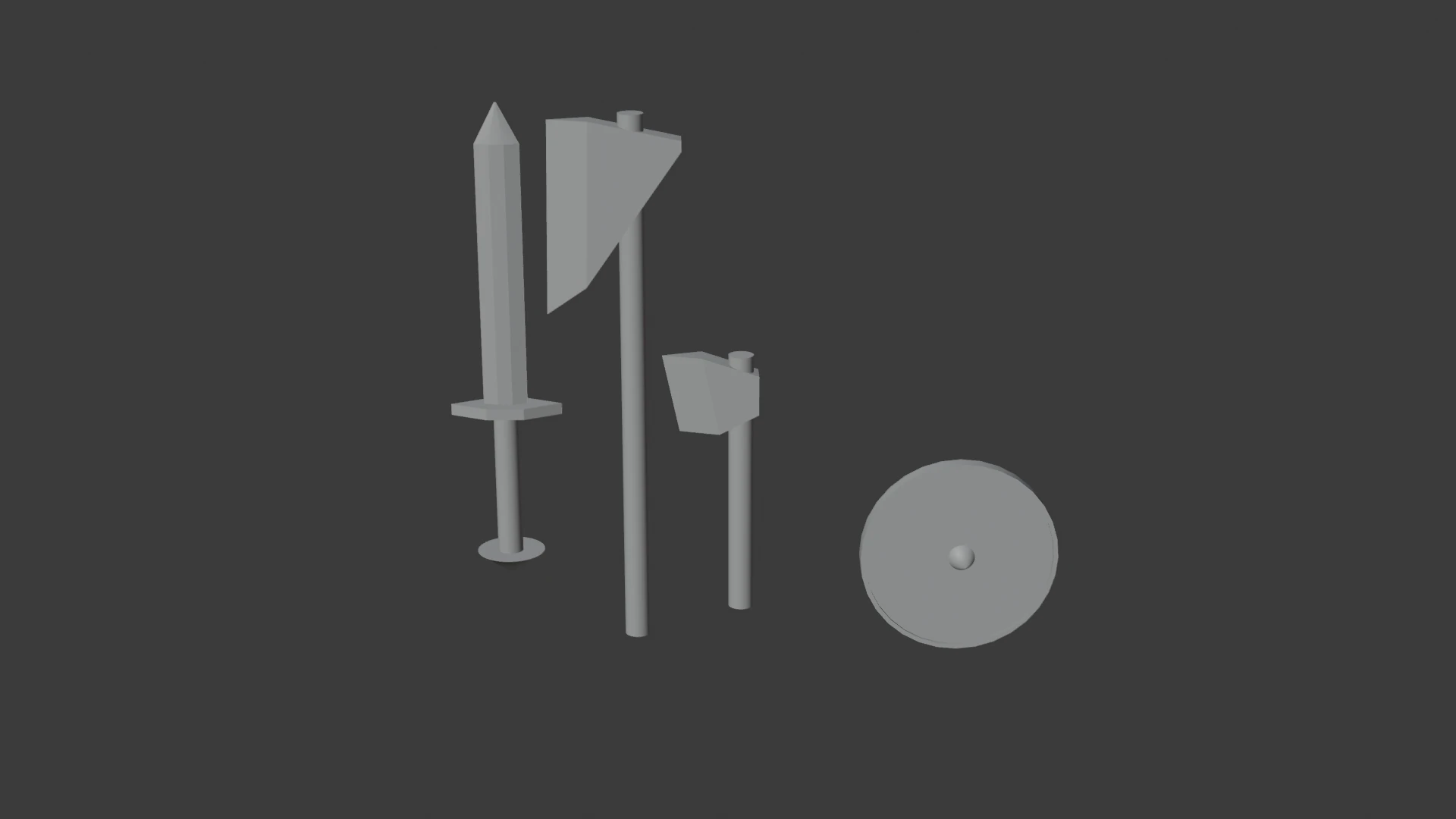 Low-poly medieval weapons 3D Model .c4d .max .obj .3ds .fbx .stl .blend
