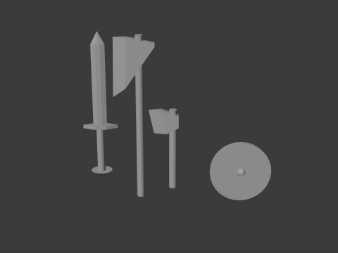 Низкополигональное средневековое оружие 3D Модель